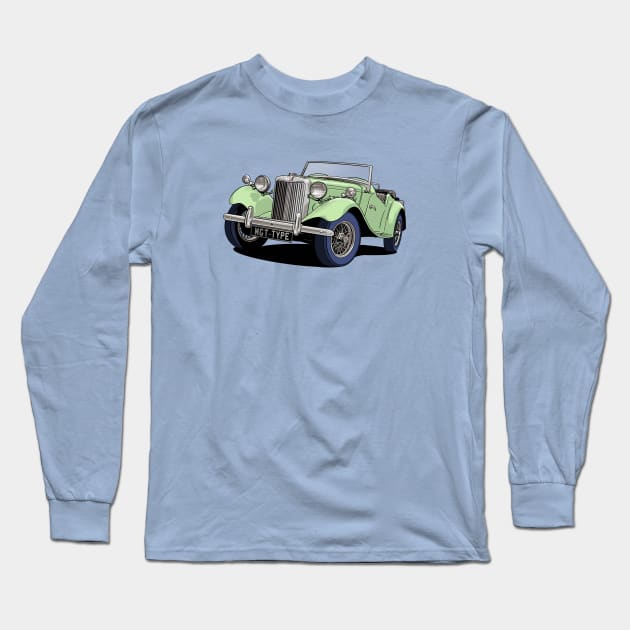 MG T-Type British Classic Car in light green Long Sleeve T-Shirt by Webazoot